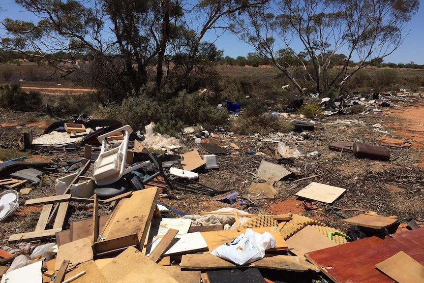 Rubbish dumped illegal on crown land near Renmark