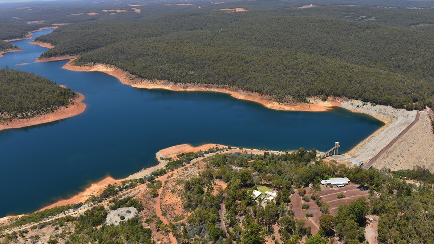Aerial shot of a large dam