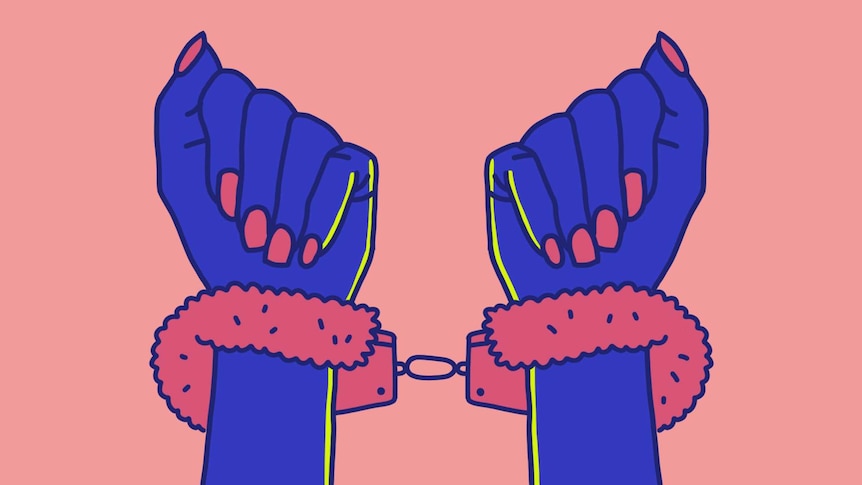 Illustration of two hands in fluffy cuffs