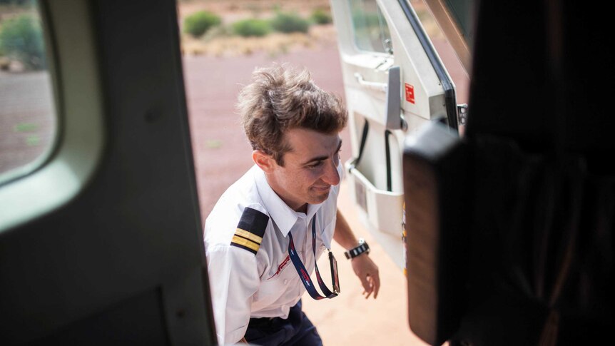 Pilot Harvey Salameh enters the cockpit of a remote charter flight in WA.