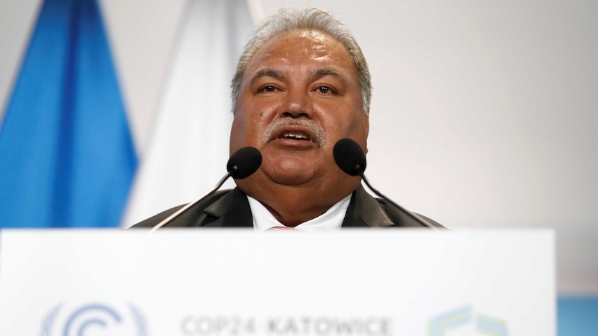 President of Nauru Baron Waqa speaks during the opening of COP24 UN Climate Change Conference 2018.