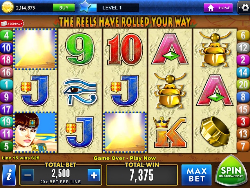 A screenshot of the gambling app Heart of Vegas.
