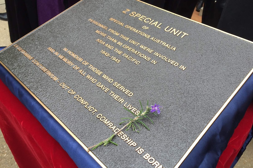 The plaque dedicated to the Z Special Unit.