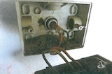 The disassembled electricity outlet on the prawn trawler Newfish 1, showing a build up of foreign matter in the housing.