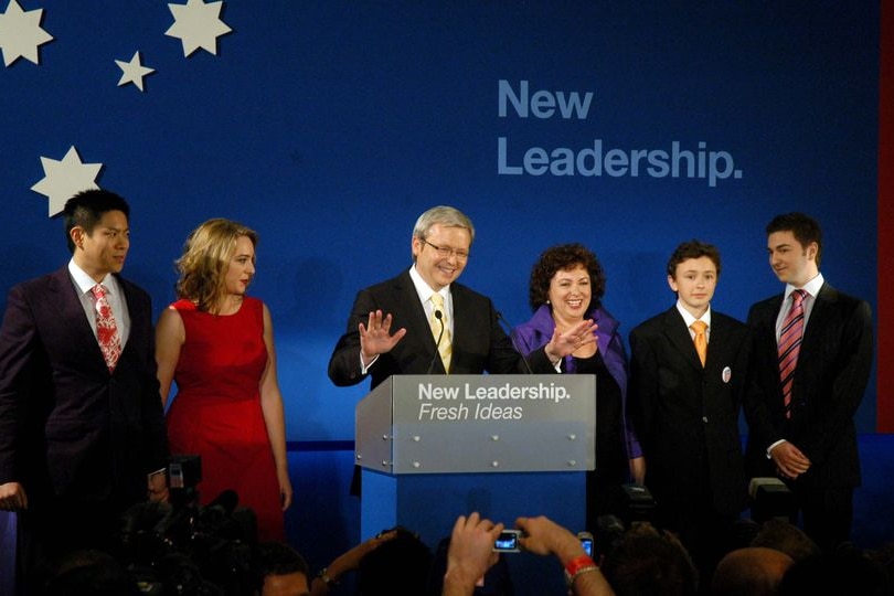 Prime Minister elect, Kevin Rudd, with family members