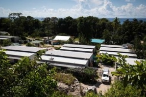 An aerial view shows refugee accommodation on Nauru.