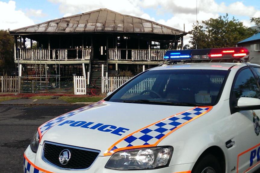 Police at scene of house fire in Murray Street at Rockhampton in central Queensland on September 29, 2015