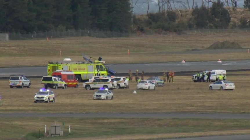 Crews respond after helicopter crash at Hobart airport