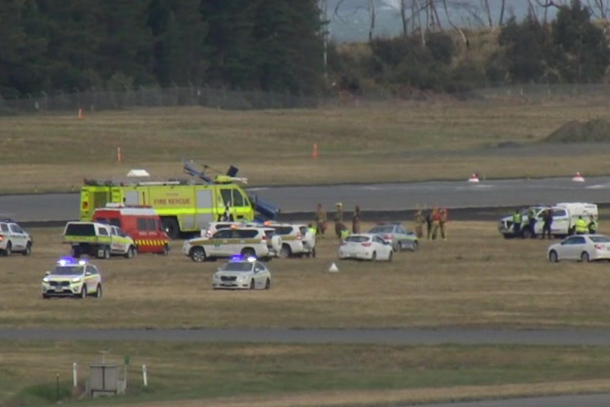 Crews respond after helicopter crash at Hobart airport