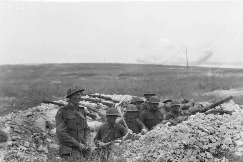 American and Australian troops dug in together during the Battle of Hamel.