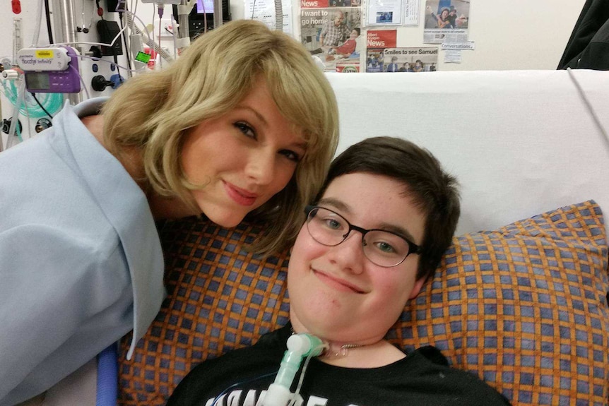 Pop star Taylor Swift meets Lady Cilento Children's Hospital patient Sam