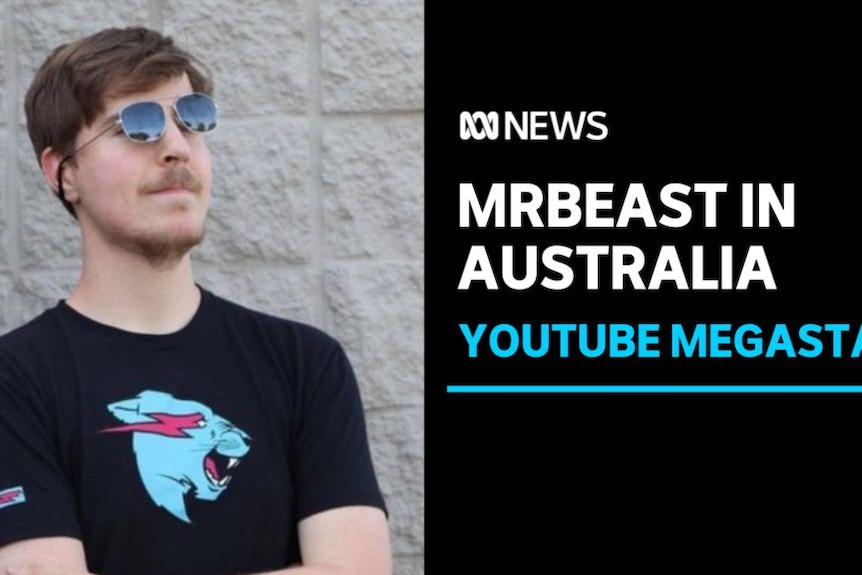 MrBeast in Australia, YouTube Megastar: A man with crossed arms wearing sunglasses crooked.