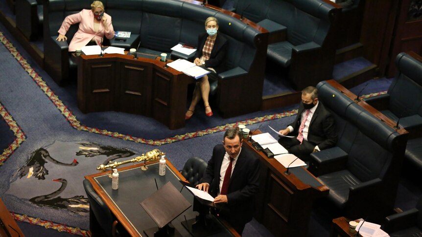 Mark McGowan addresses parliament during question time