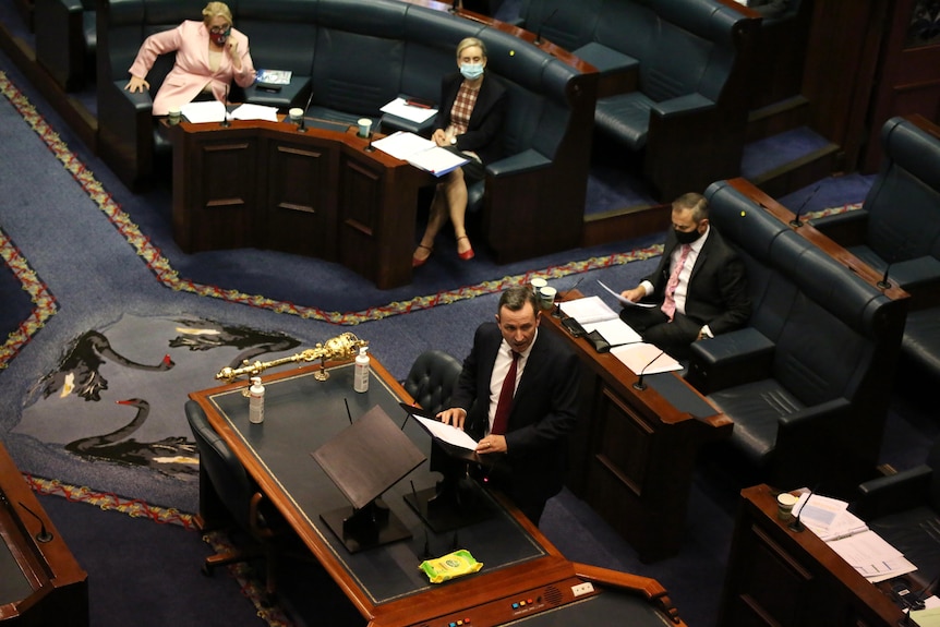 Mark McGowan addresses parliament during question time