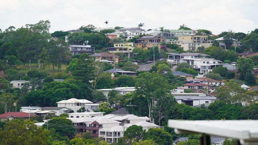 Streets of houses on a hill. 