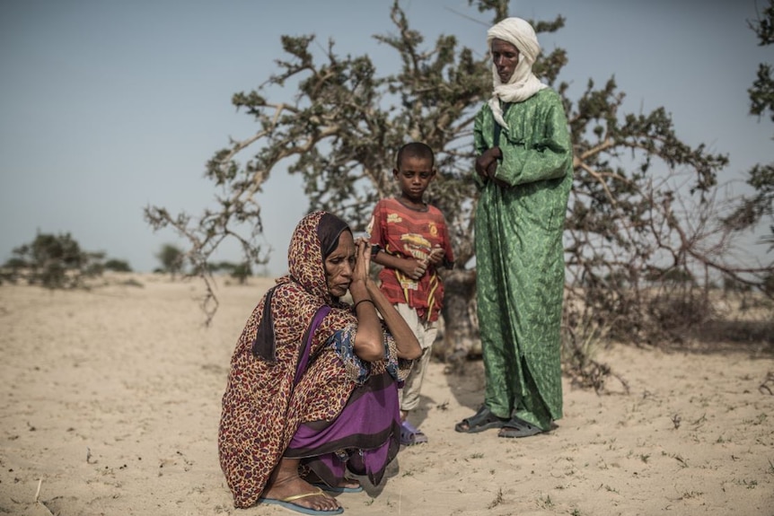 Adoum Hassane with his family.