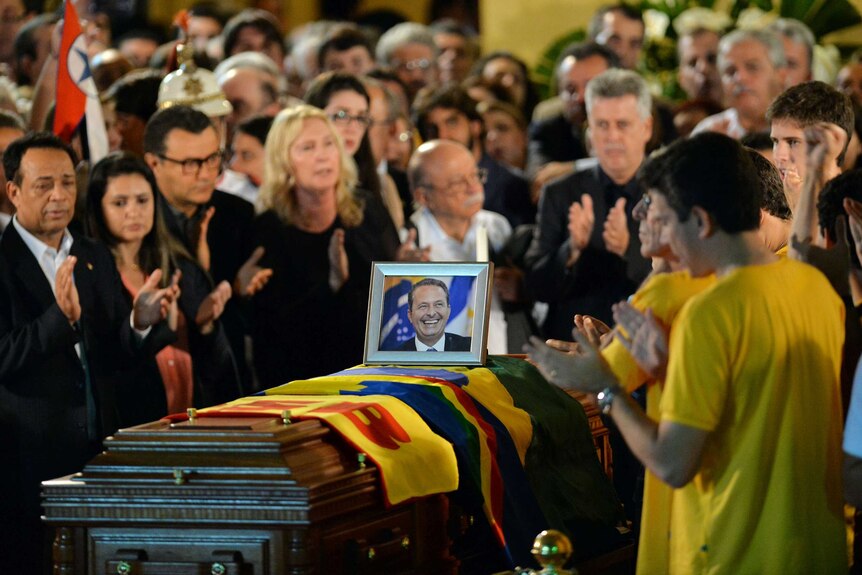 The coffin of late Brazilian candidate Eduardo Campos