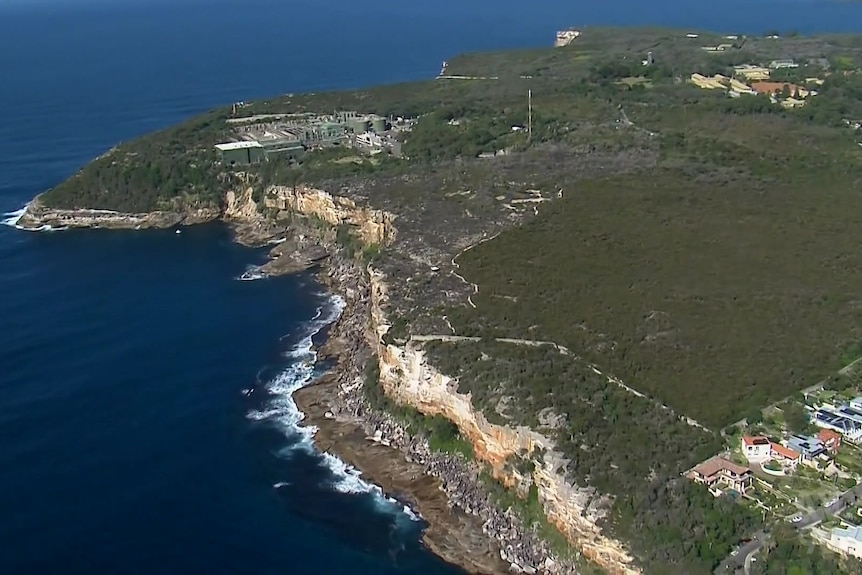 an aerial view of a cliff and the beach