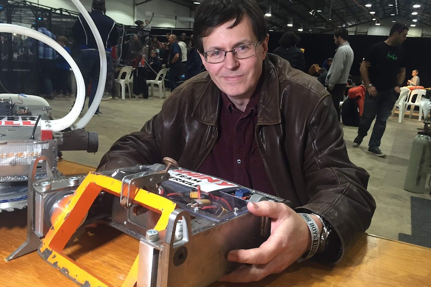 Nick Martin from Sydney with his robot Shiny.