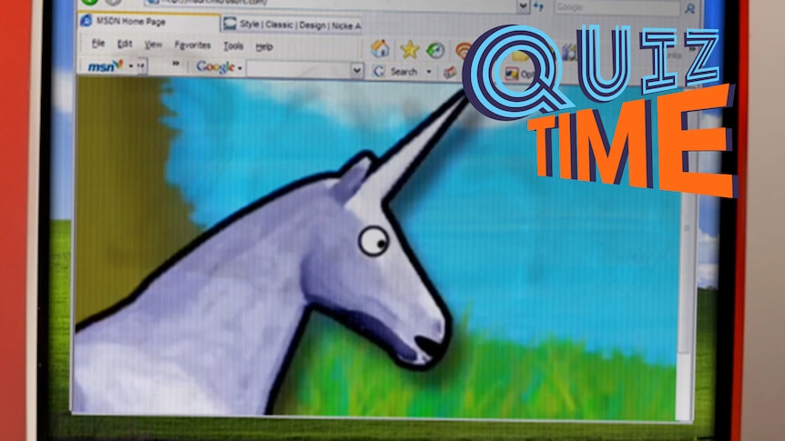 A still image of an illustrated unicorn from the viral video called Charlie the Unicorn.