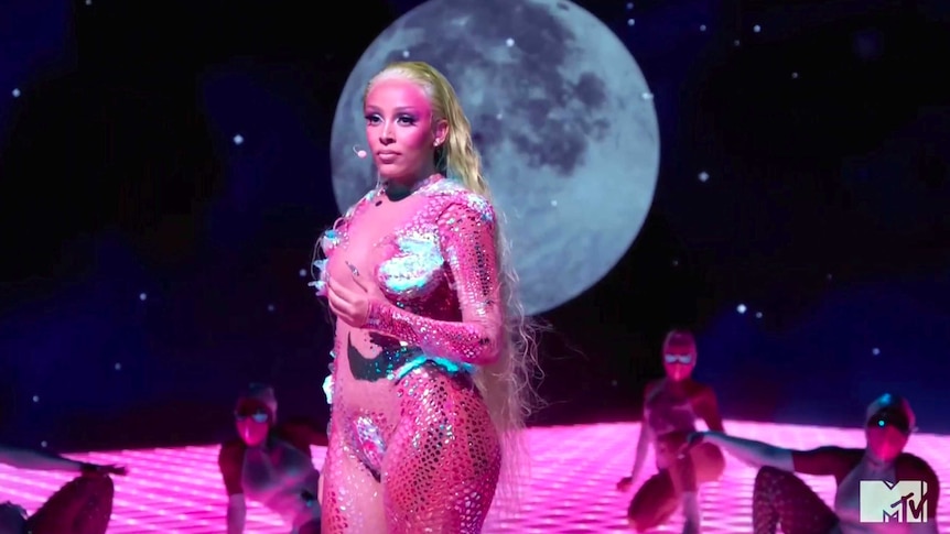 Doja Cat performs during the MTV Video Music Awards.
