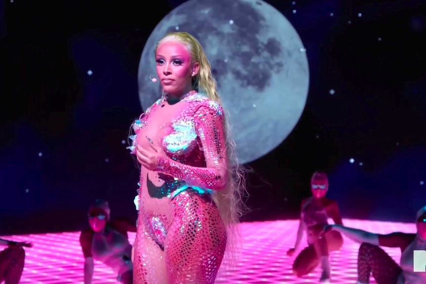 Doja Cat performs during the MTV Video Music Awards.