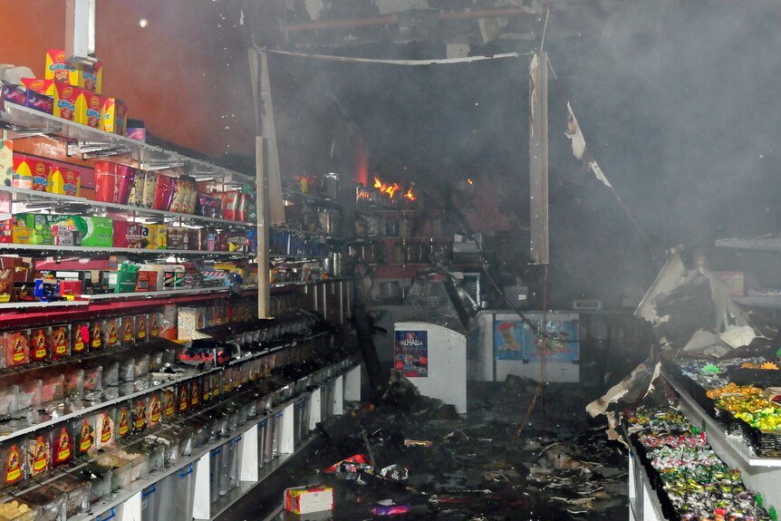 A confectionery shop was one of four damaged by fire in New Norfolk.