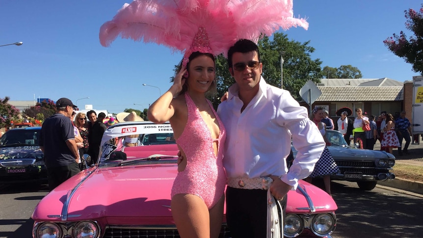 Elvis and a showgirl during the street parade