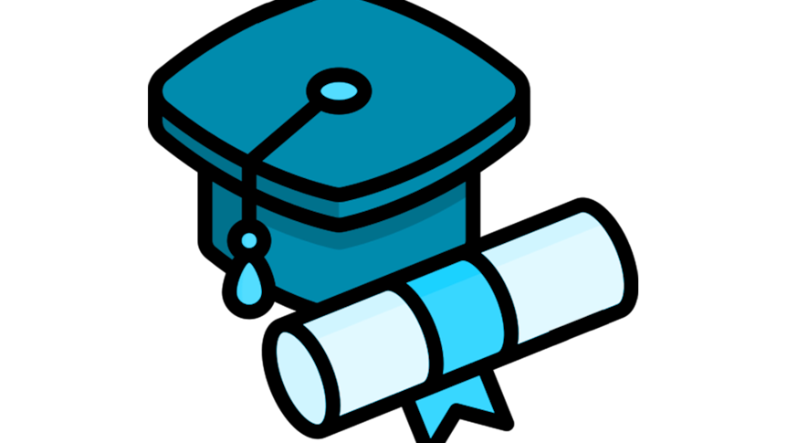 drawing of a doctoral hat and graduation certificate roll