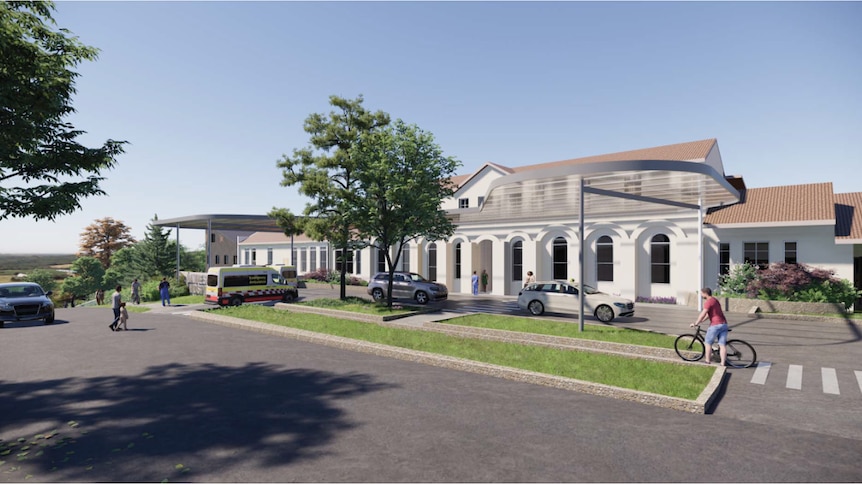 A design image of the heritage part of Daylesford Hospital with new modern additions. 