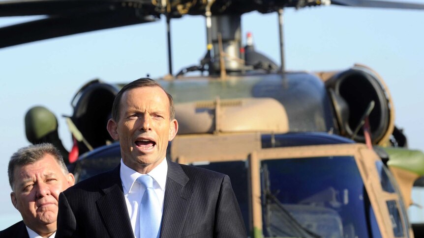 Tony Abbott speaks at Holsworthy Army Barracks.