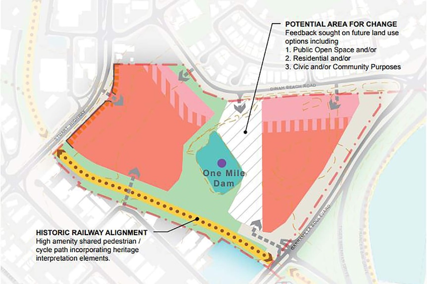 A screenshot from a draft Darwin development plan showing development near One Mile Dam.