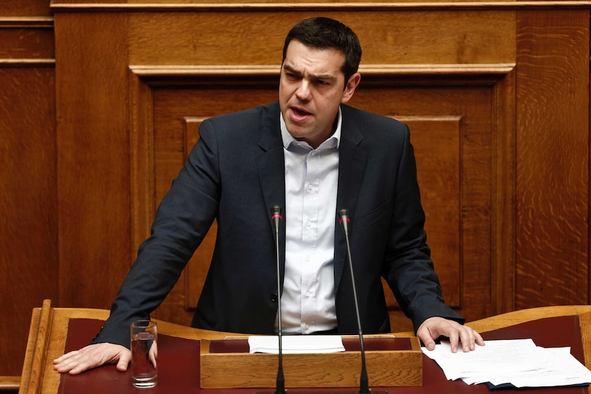 Greek prime minister Alexis Tsipras delivers keynote speech in parliament