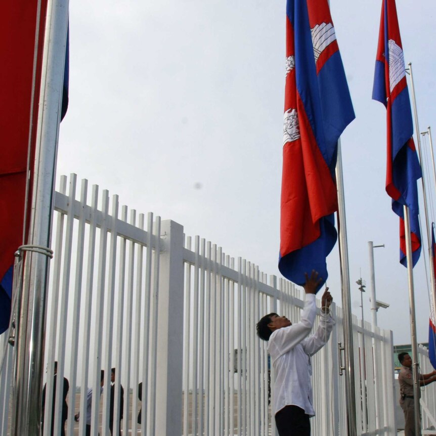 Cambodia's flags are raised to half mast in honour of the late king Norodom Sihanouk, who died in Beijing at the age of 89.