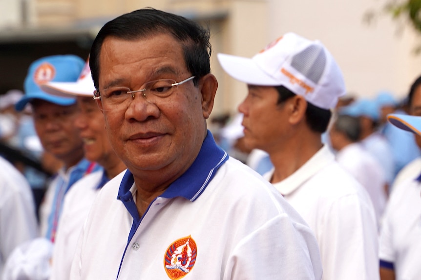Hun Sen at an election rally. 