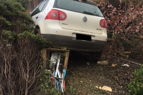 Car crashed into a power box in Harrison.
