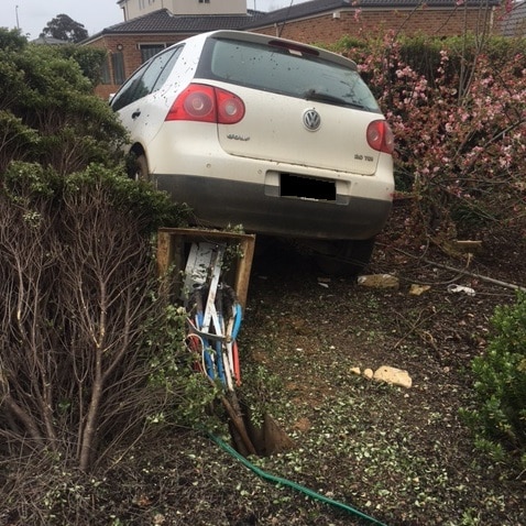 Car crashed into a power box in Harrison