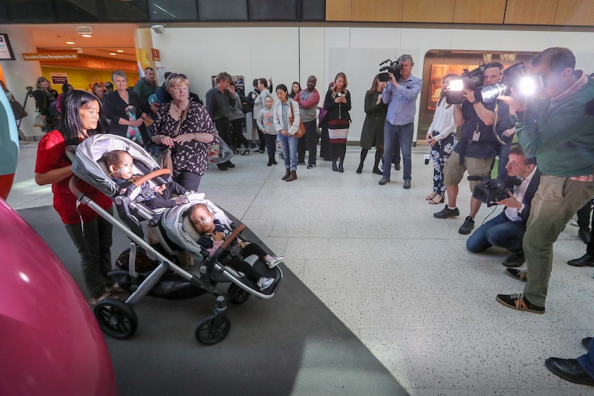 The girls leave hospital