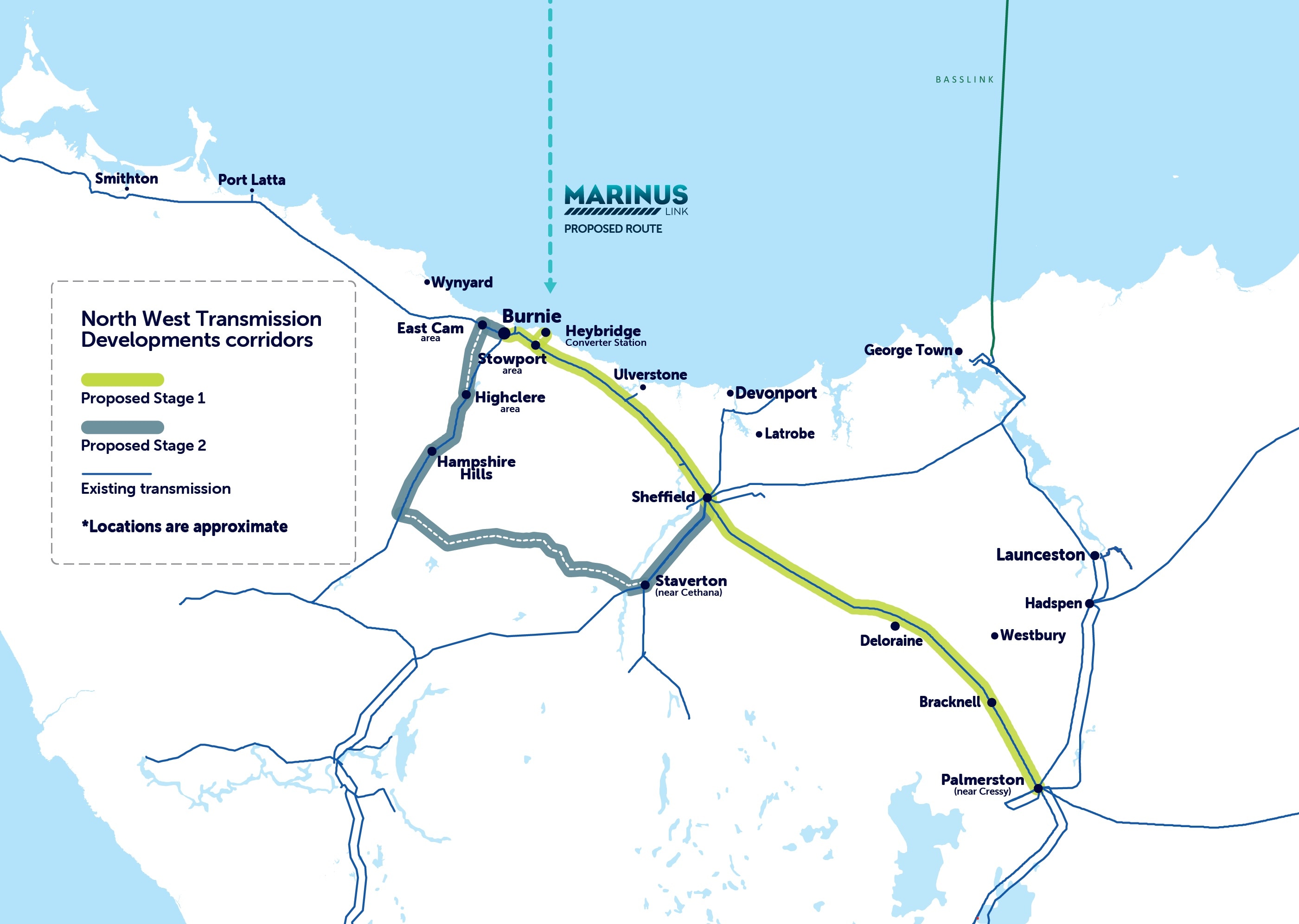 A map of a power network across Tasmania.