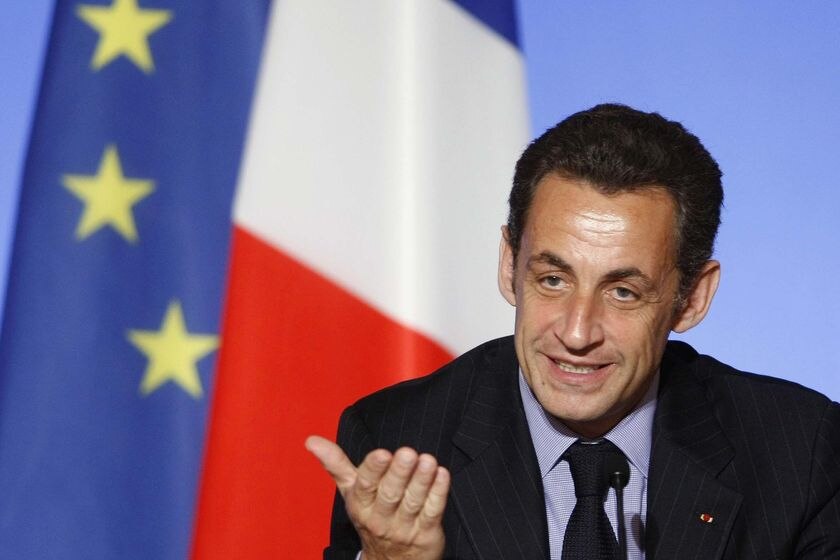 France's President Nicolas Sarkozy gestures