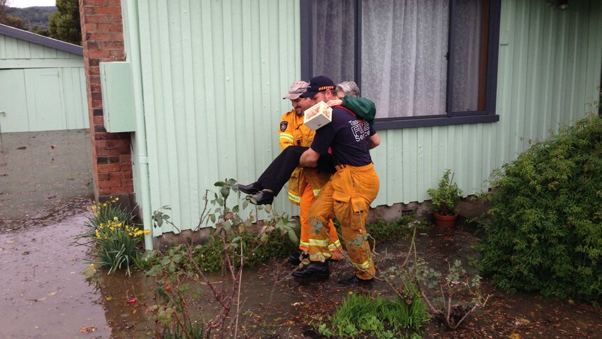 Jan Kidd evacuated from her home in Launceston