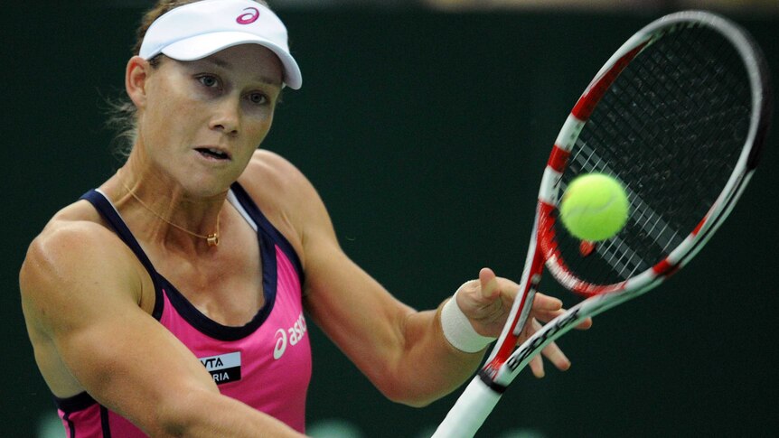 Hanging tough ... Sam Stosur did just enough to overcome France's Alize Cornet.