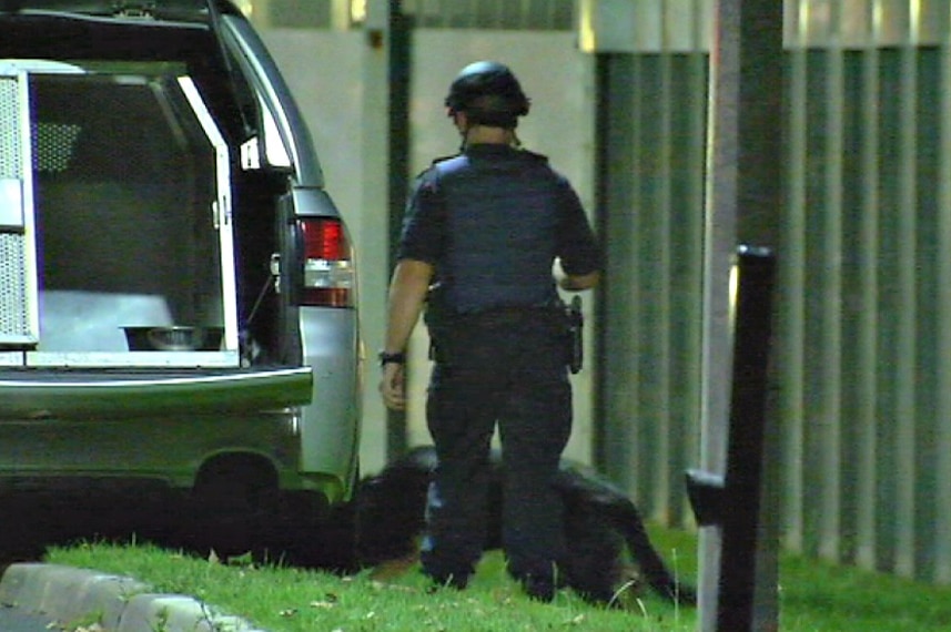 Police dog handler at Parkville Youth Justice Centre