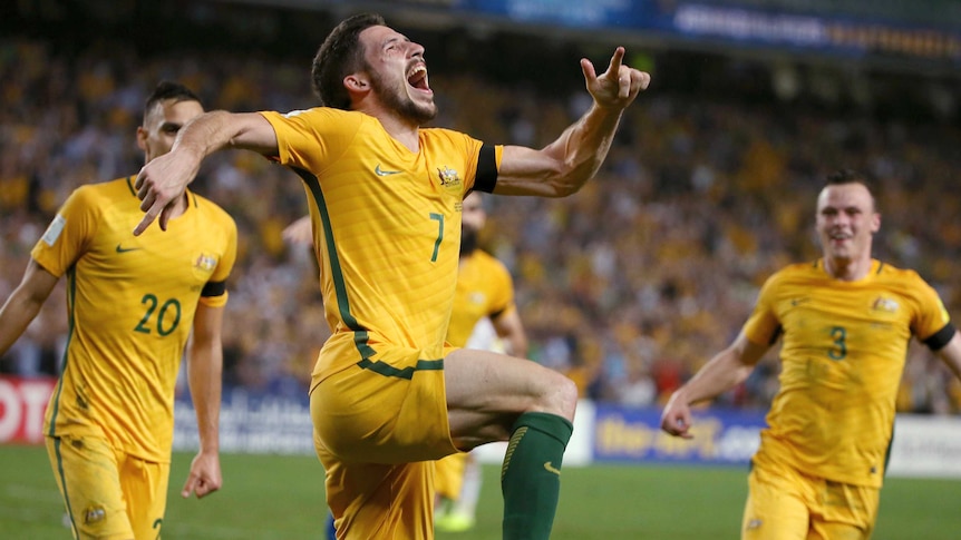 Mathew Leckie celebrates goal against UAE