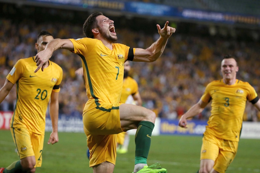 Mathew Leckie celebrates goal against UAE