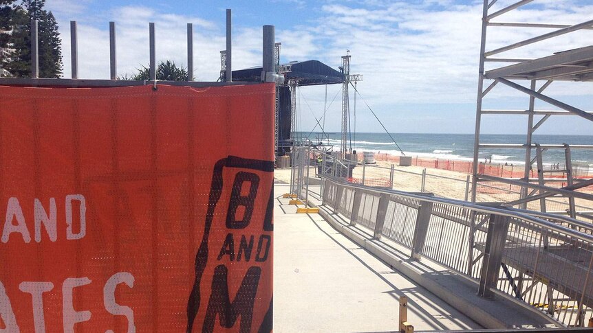 The beach stage is set for schoolies week in Surfers Paradise.