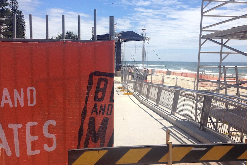 The beach stage is set for schoolies week in Surfers Paradise.