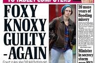 A UK Daily Mail newspaper front cover with the large words 'Foxy Knoxy Guilty - Again'.