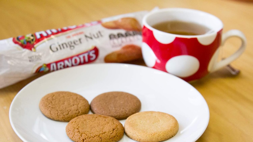 Ginger nut biscuits on a plate