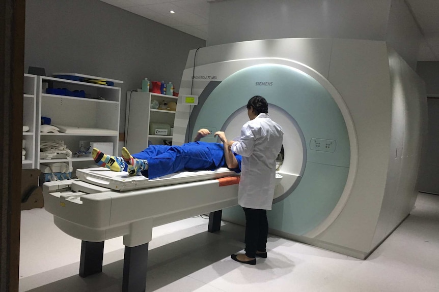 An athlete has an MRI at the Queensland Brain Institute